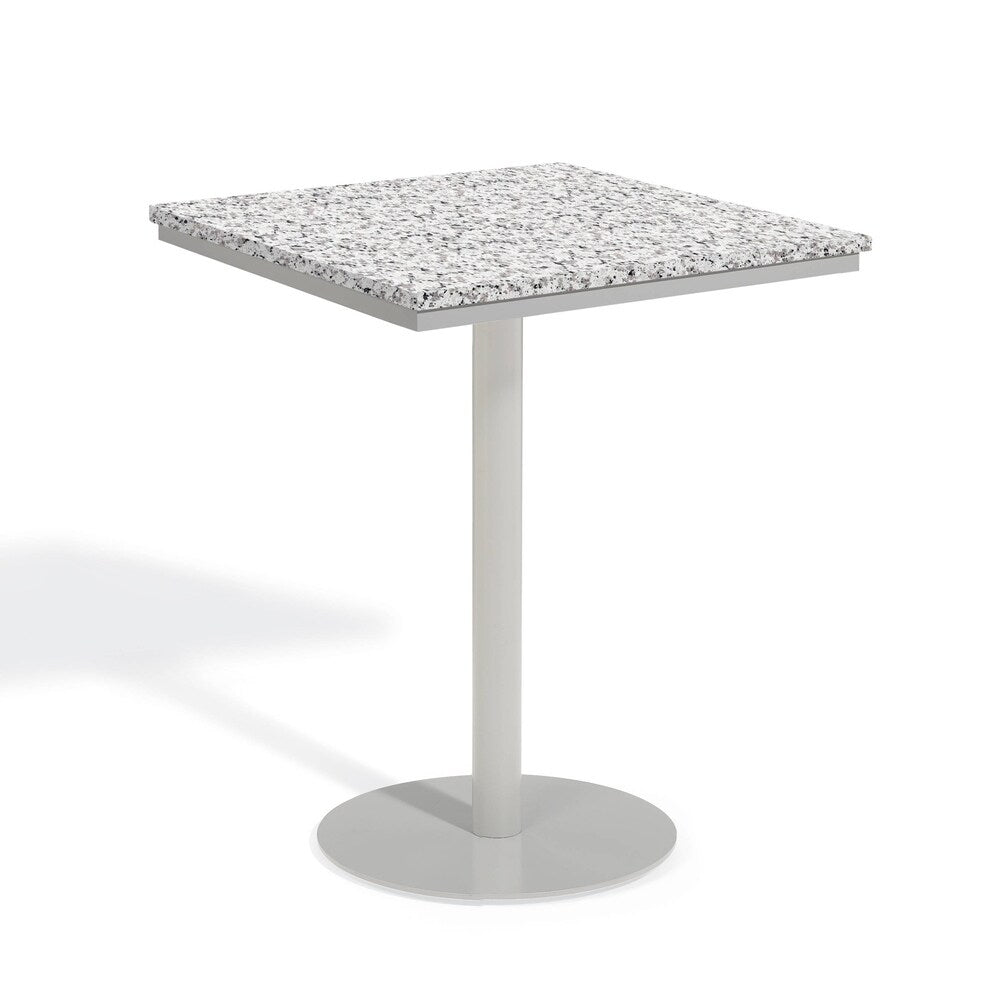 Oxford Garden Travira 32-inch Square Lite-Core Granite Ash Bar Table with Powder Coated Steel Frame