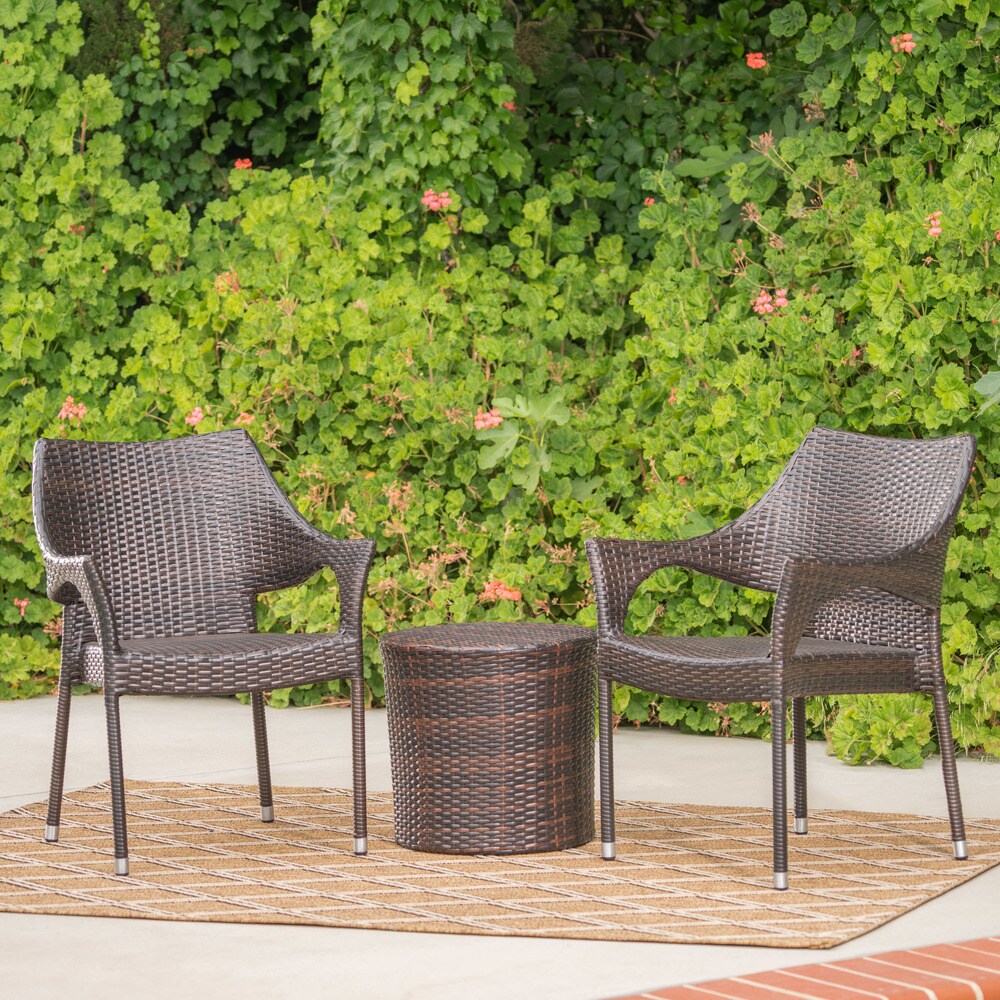 Christopher Knight Home Oxford Outdoor 3-Piece Round Wicker Bistro Chat Set