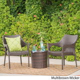 Christopher Knight Home Oxford Outdoor 3-Piece Round Wicker Bistro Chat Set