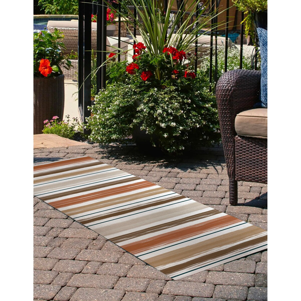 PAINTED STRIPES TERRACOTTA Outdoor Rug By Kavka Designs