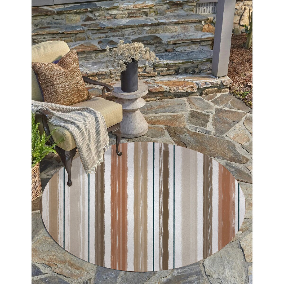 PAINTED STRIPES TERRACOTTA Outdoor Rug By Kavka Designs