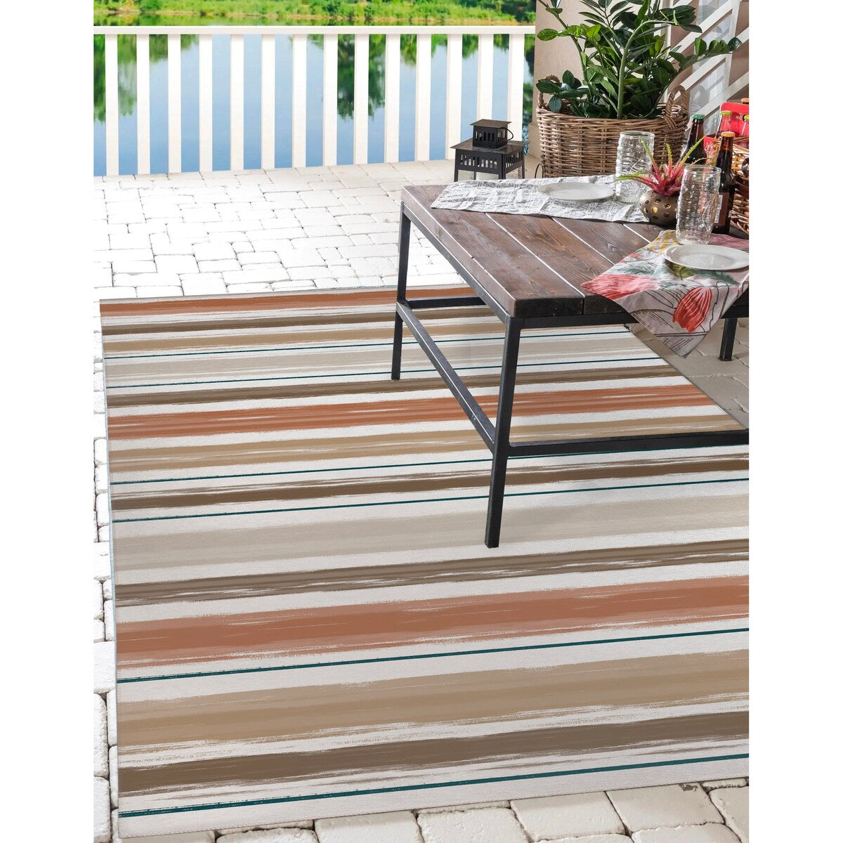 PAINTED STRIPES TERRACOTTA Outdoor Rug By Kavka Designs