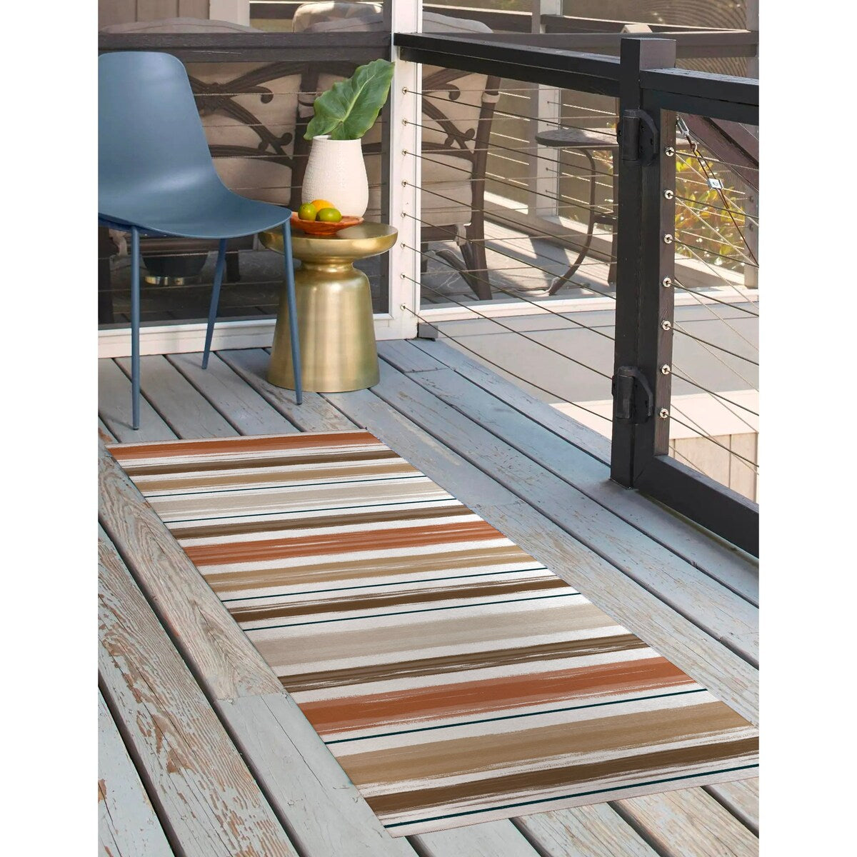 PAINTED STRIPES TERRACOTTA Outdoor Rug By Kavka Designs