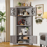 PAKASEPT 66" Farmhouse Corner Cabinet, 5 Tier Tall Corner Cabinet - N/A