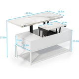 PAKASEPT Lift Top Coffee Table, Coffee Tables with 2 Storage Drawer