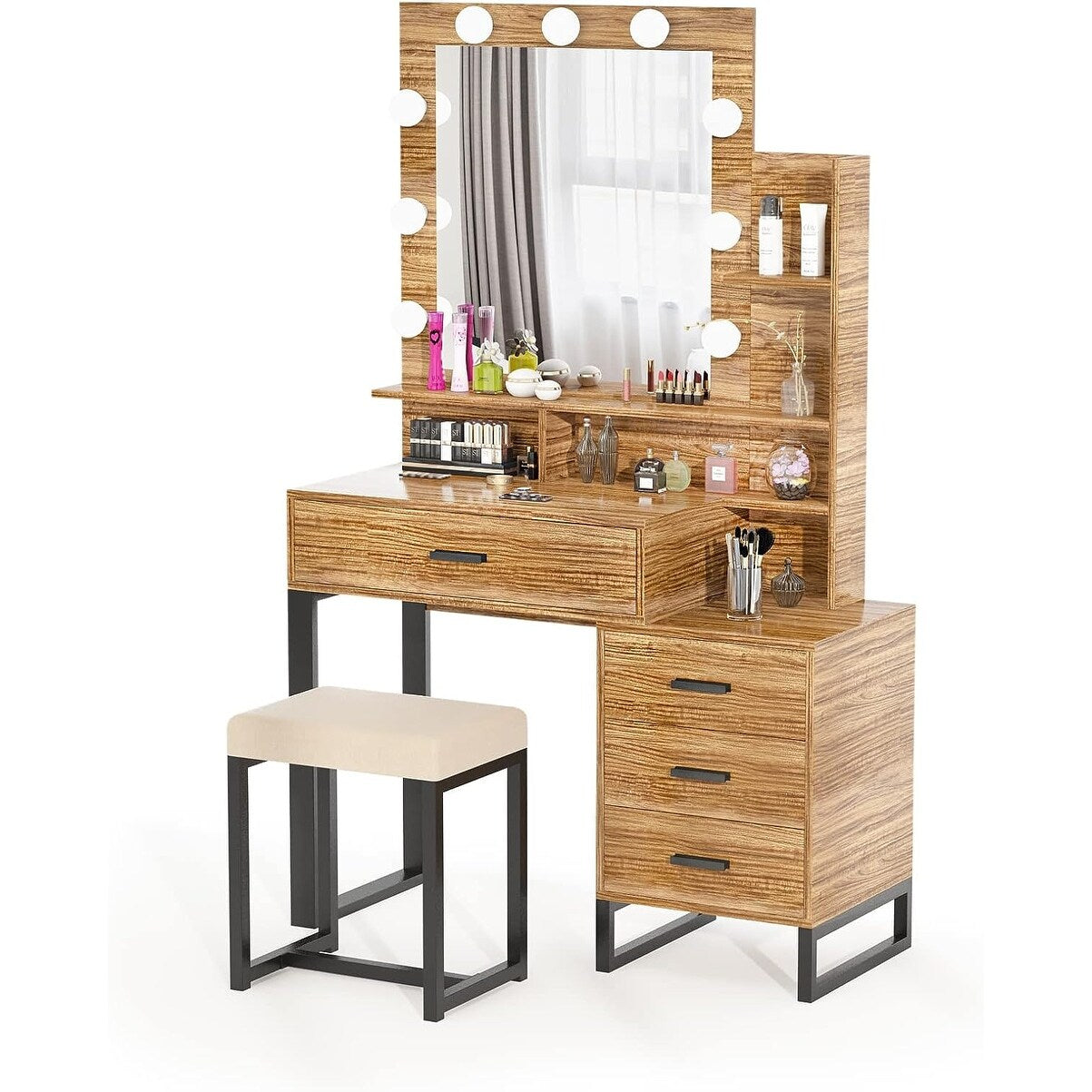 PAKASEPT Vanity Set with Lighted Mirror, Makeup Vanity Desk