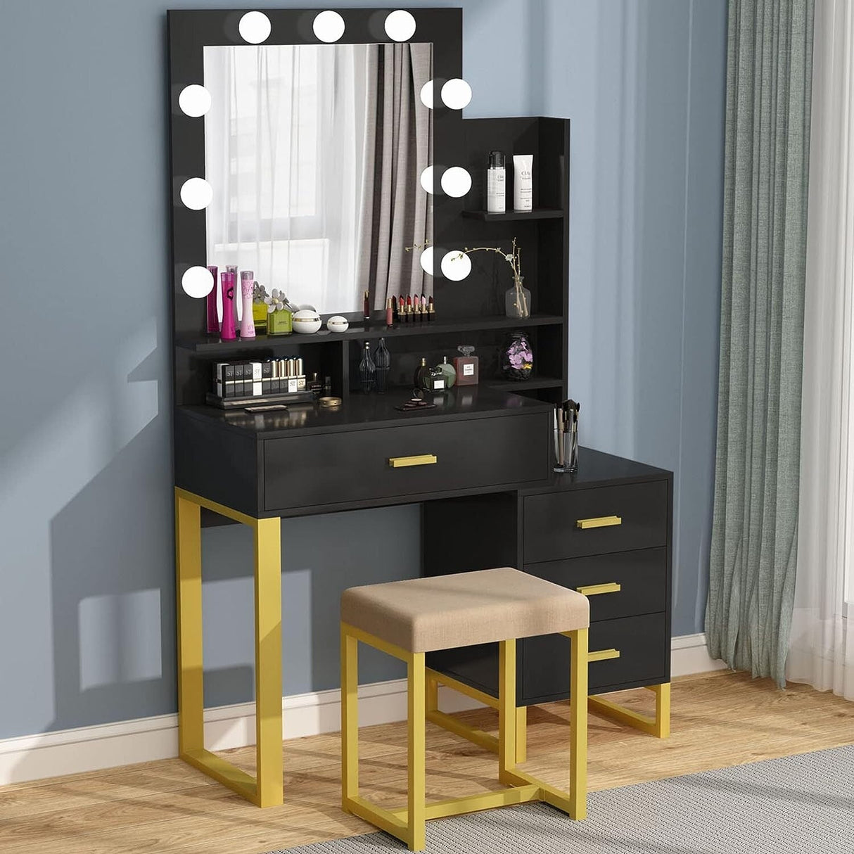 PAKASEPT Vanity Set with Lighted Mirror, Makeup Vanity Desk