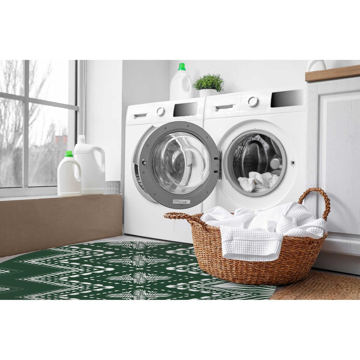 PALM CHEVRON GREEN Laundry Mat By Kavka Designs