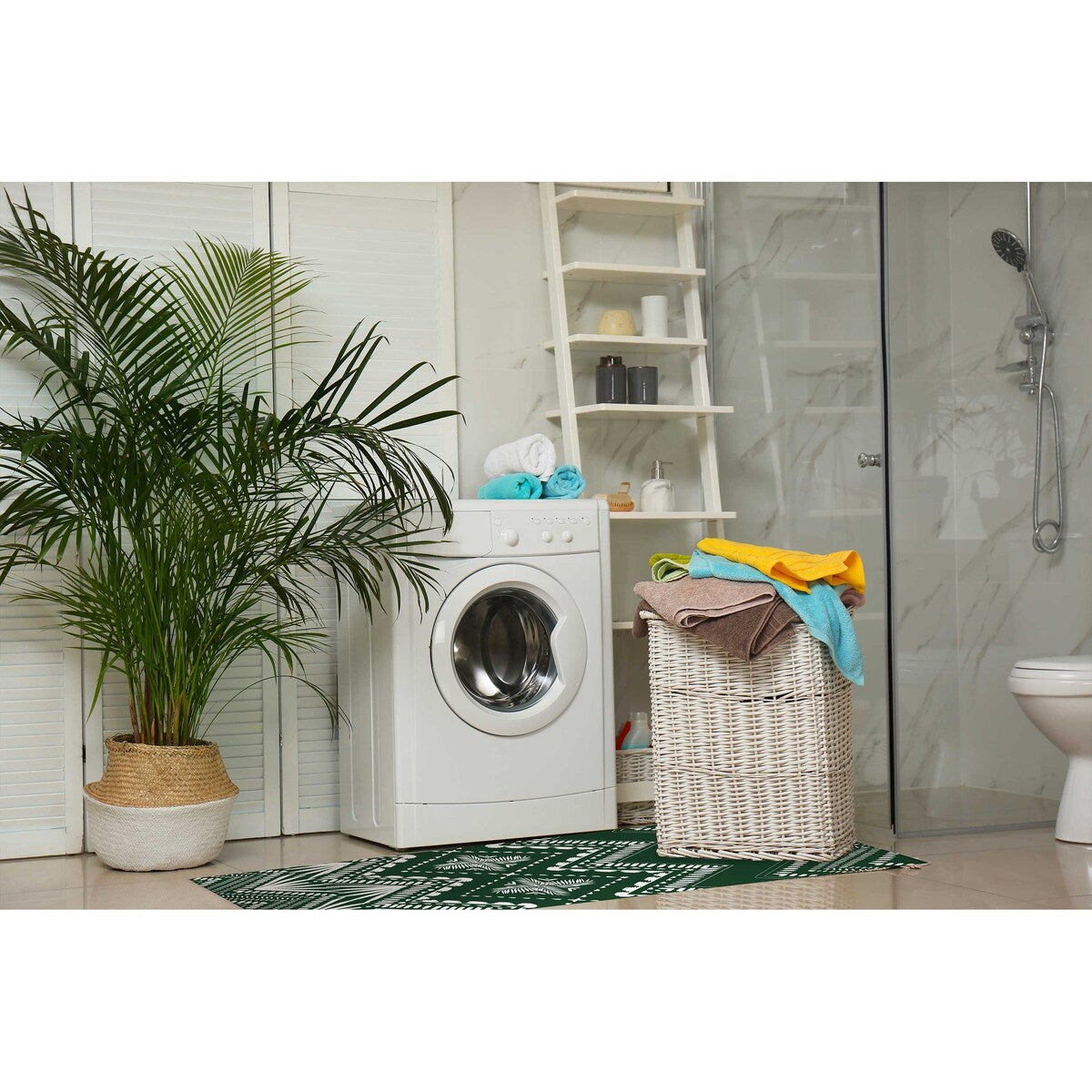 PALM CHEVRON GREEN Laundry Mat By Kavka Designs
