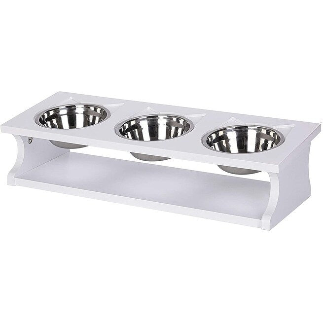 PAWLAND Raised Cat Bowls Elevated Stainless Steel Dog Cat Bowls with Stand Pet Feeder Food Water Bowls for Cats and Small Dogs