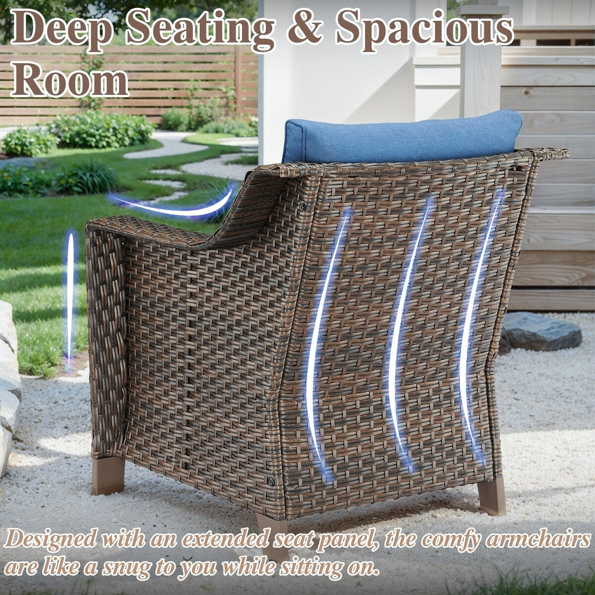 PE Rattan Chair Outdoor Patio Chair with Coffee Table