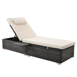 PE Rattan Steel Frame Outdoor Lounge Chair with Adjustable Backrest - 76.83"