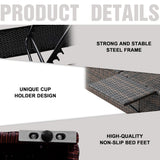 PE Rattan Steel Frame Outdoor Lounge Chair with Adjustable Backrest - 76.83"