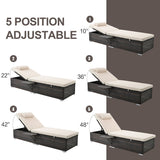PE Rattan Steel Frame Outdoor Lounge Chair with Adjustable Backrest - 76.83"