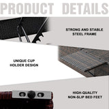 PE Rattan Steel Frame Outdoor Lounge Chair with Adjustable Backrest - 76.83"