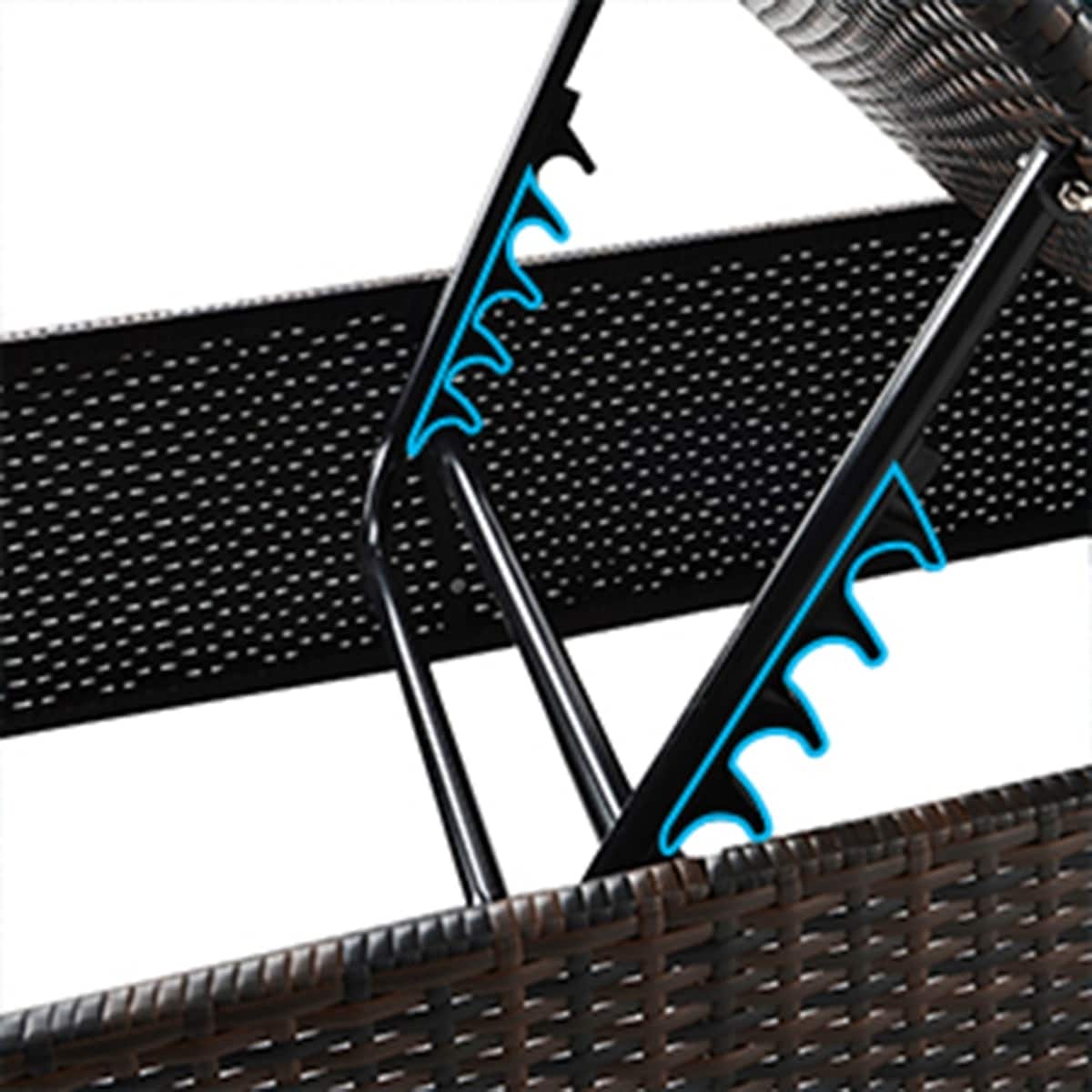 PE Rattan Steel Frame Outdoor Lounge Chair with Adjustable Backrest - 76.83"