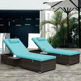 PE Rattan Steel Frame Outdoor Lounge Chair with Adjustable Backrest - 76.83"