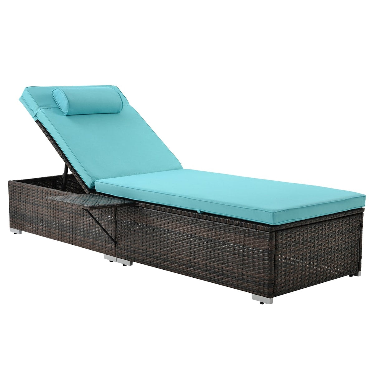 PE Rattan Steel Frame Outdoor Lounge Chair with Adjustable Backrest - 76.83"