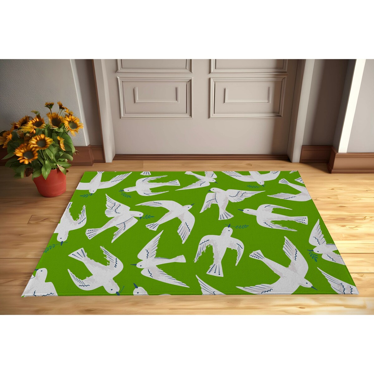 PEACE DOVES KIWI with Rubberized non-slip Backing Indoor|Outdoor Mat By Kavka Designs