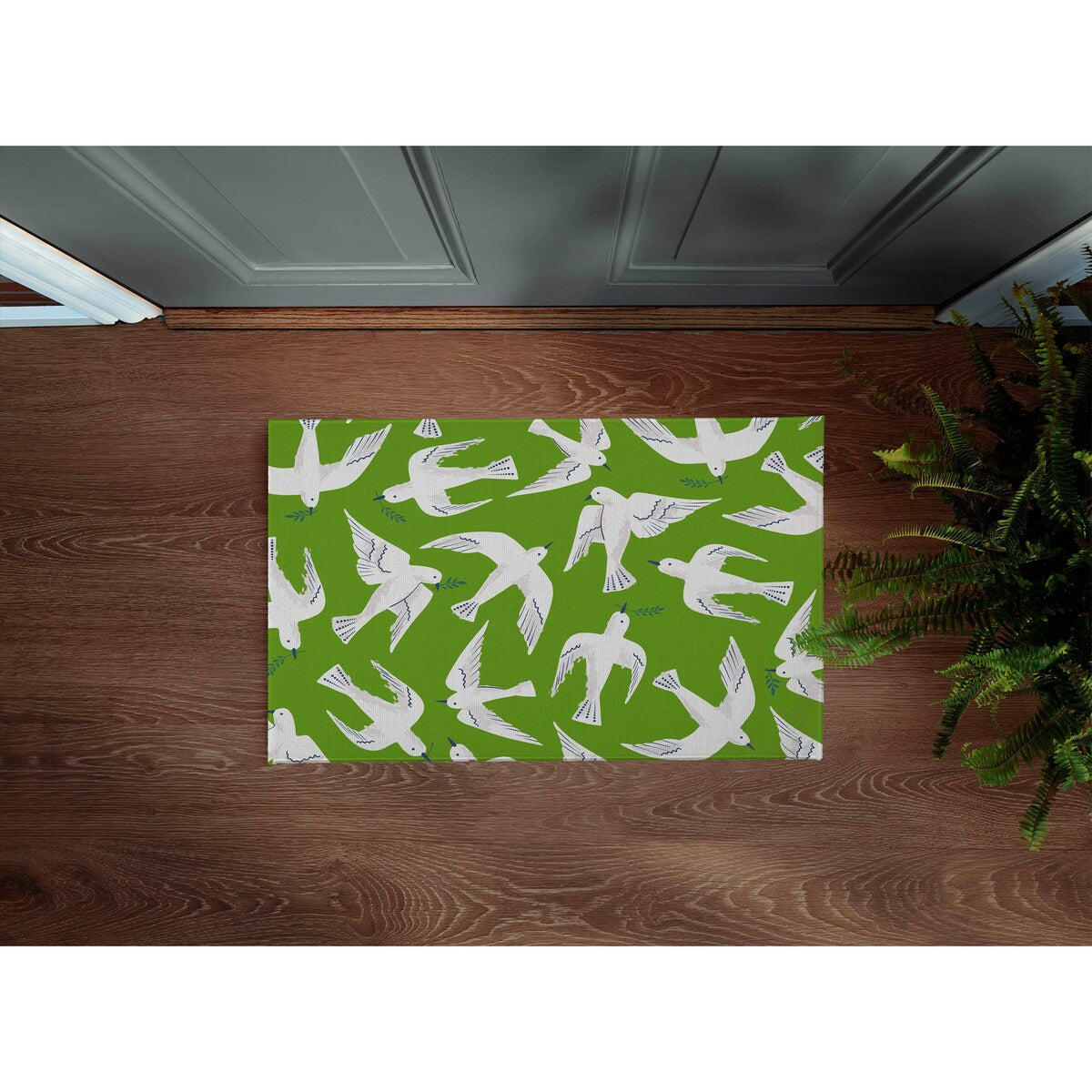 PEACE DOVES KIWI with Rubberized non-slip Backing Indoor|Outdoor Mat By Kavka Designs