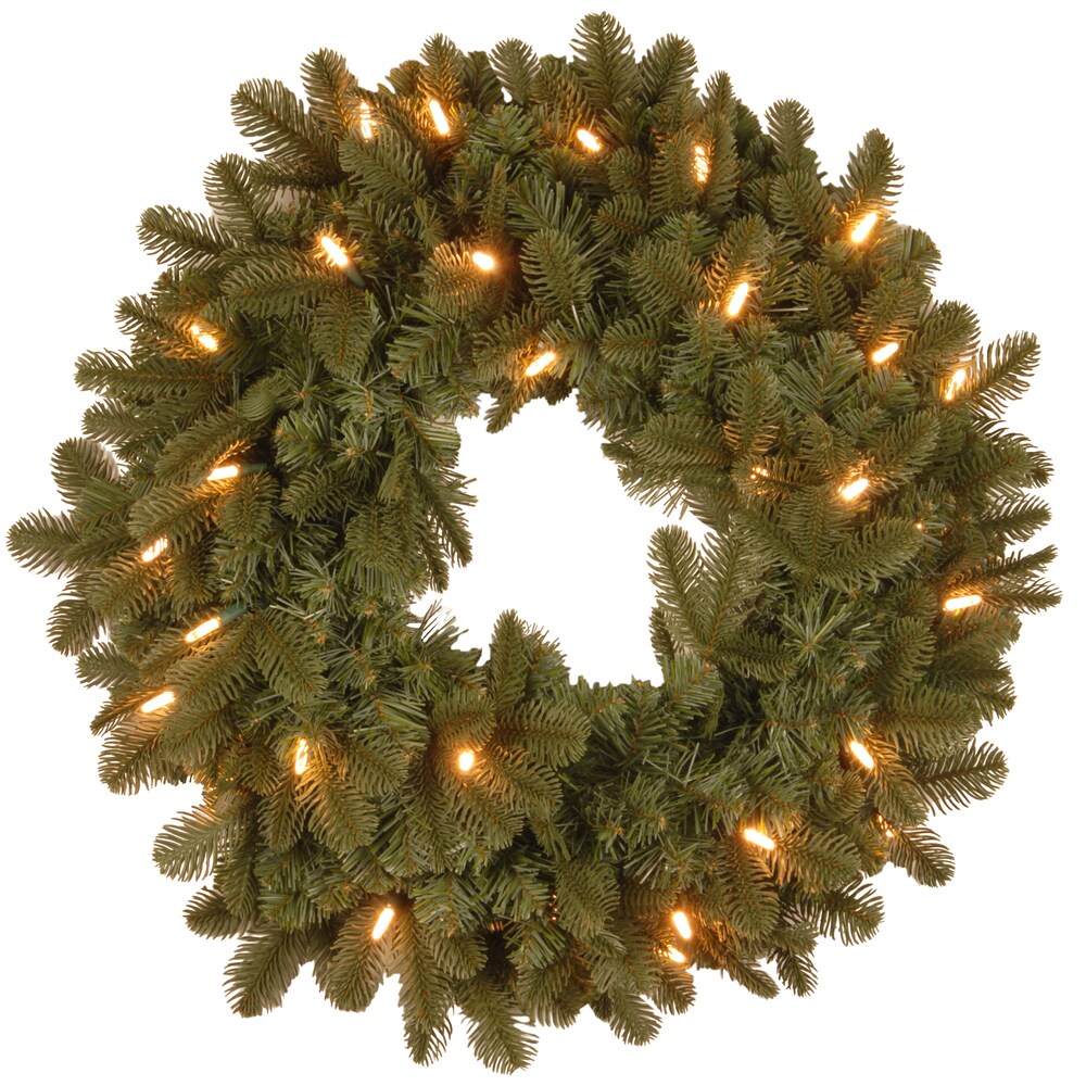 24-inch Oakridge Blue Wreath with Clear Lights