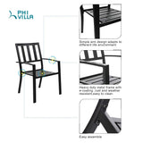 MAISON ARTS 3-Piece Patio Metal Dining Set of 2 Stackable Chairs and 1 Side table with Umbrella Hole