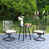 MAISON ARTS 3 Pieces Patio Bistro Set Patio Furniture Dining Sets, 2 Swivel Chairs with Cushions and 1 Round Coffee Table