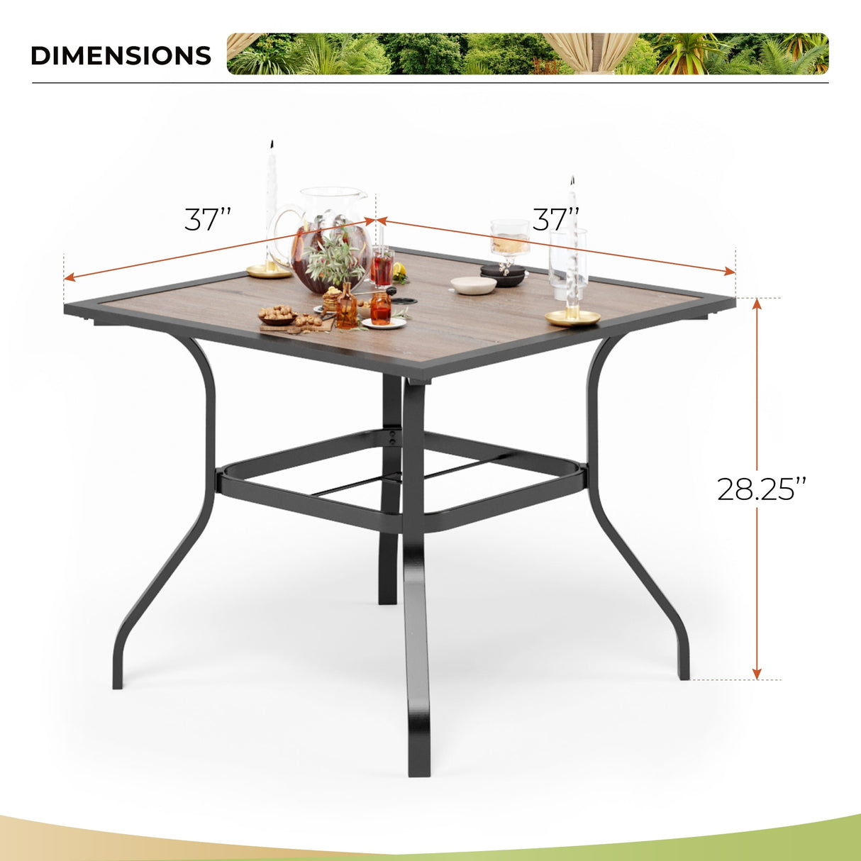 MAISON ARTS 5-Piece Patio Dining Set with Swivel Chairs and Wood-Like Table - 5-PIieces Sets
