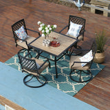 MAISON ARTS 5-Piece Patio Dining Set with Swivel Chairs and Wood-Like Table - 5-PIieces Sets