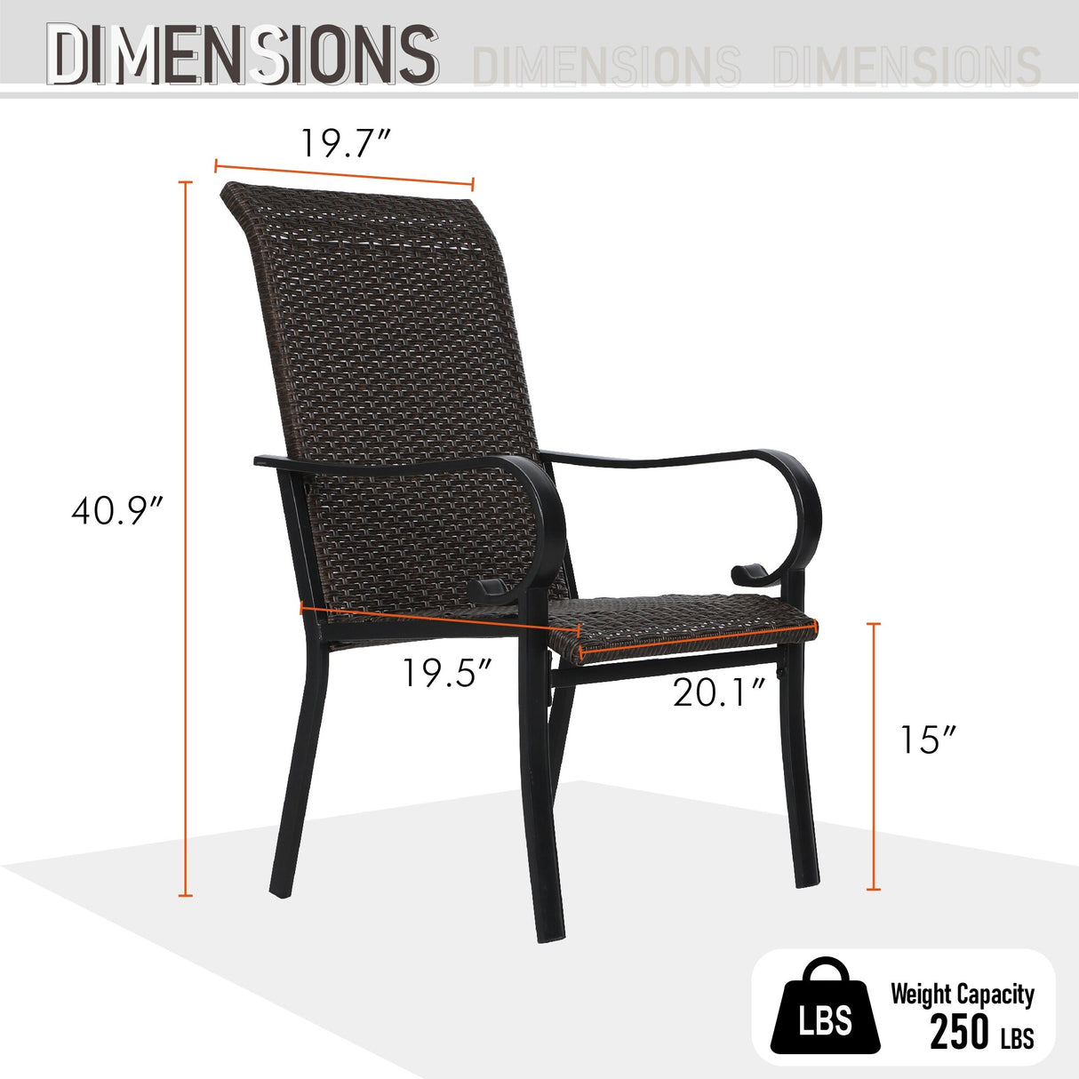 PHI VILLA 5-Piece Rattan Dining Chairs & Wood-look Square Table Patio Dining Set