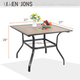 PHI VILLA 5-Piece Rattan Dining Chairs & Wood-look Square Table Patio Dining Set