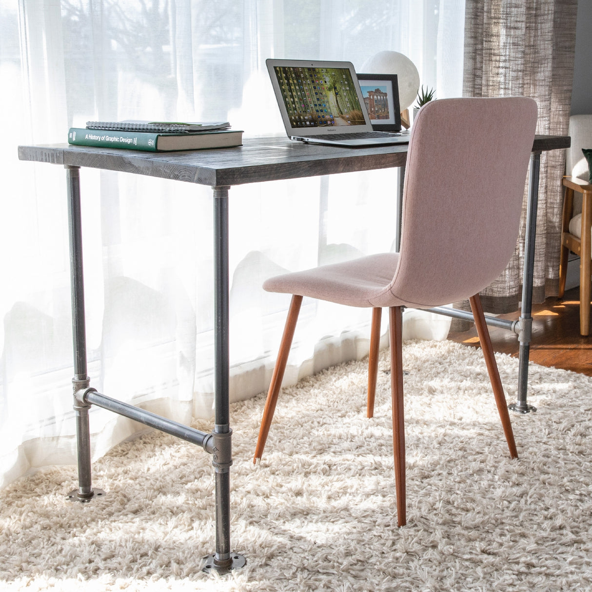 PIPE DECOR Solid Reclaimed Wood Desk with Authentic Industrial Pipe Legs
