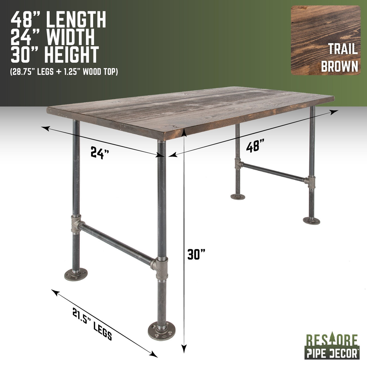 PIPE DECOR Solid Reclaimed Wood Desk with Authentic Industrial Pipe Legs