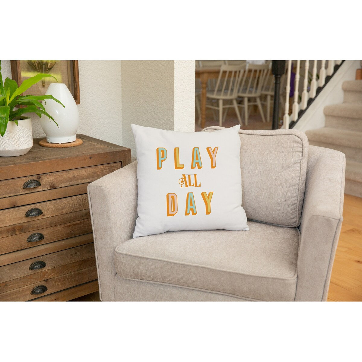 PLAY ALL DAY TAN Accent Pillow by Kavka Designs