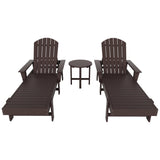 Polytrends Altura Poly Eco-Friendly All Weather Reclining Chaise Lounge with Arms & Side Table (3 Piece Set)