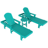 Polytrends Altura Poly Eco-Friendly All Weather Reclining Chaise Lounge with Arms & Side Table (3 Piece Set)
