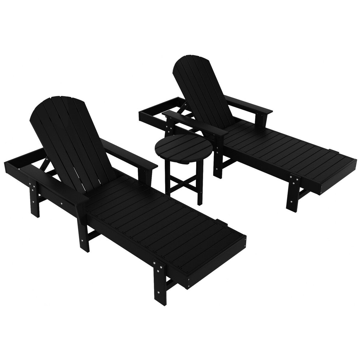 Polytrends Altura Poly Eco-Friendly All Weather Reclining Chaise Lounge with Arms & Side Table (3 Piece Set)