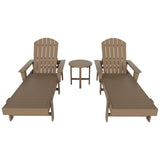 Polytrends Altura Poly Eco-Friendly All Weather Reclining Chaise Lounge with Arms & Side Table (3 Piece Set)