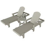 Polytrends Altura Poly Eco-Friendly All Weather Reclining Chaise Lounge with Arms & Side Table (3 Piece Set)