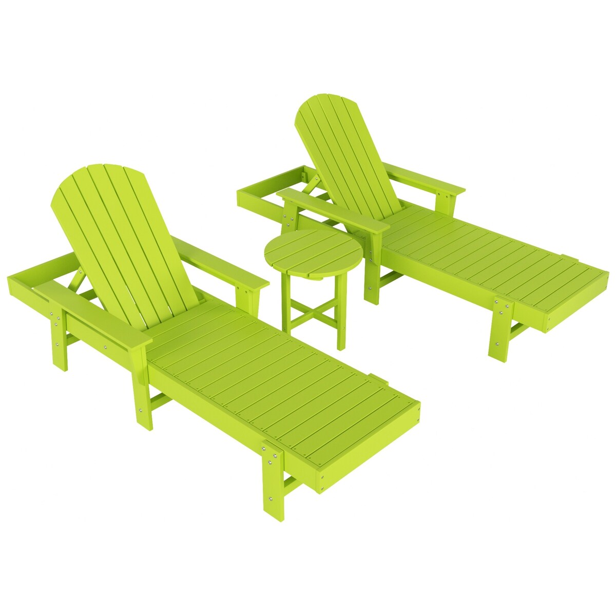 Polytrends Altura Poly Eco-Friendly All Weather Reclining Chaise Lounge with Arms & Side Table (3 Piece Set)