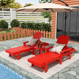 Polytrends Altura Poly Eco-Friendly All Weather Reclining Chaise Lounge with Arms & Side Table (3 Piece Set)