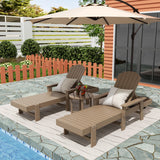 Polytrends Altura Poly Eco-Friendly All Weather Reclining Chaise Lounge with Arms & Side Table (3 Piece Set)