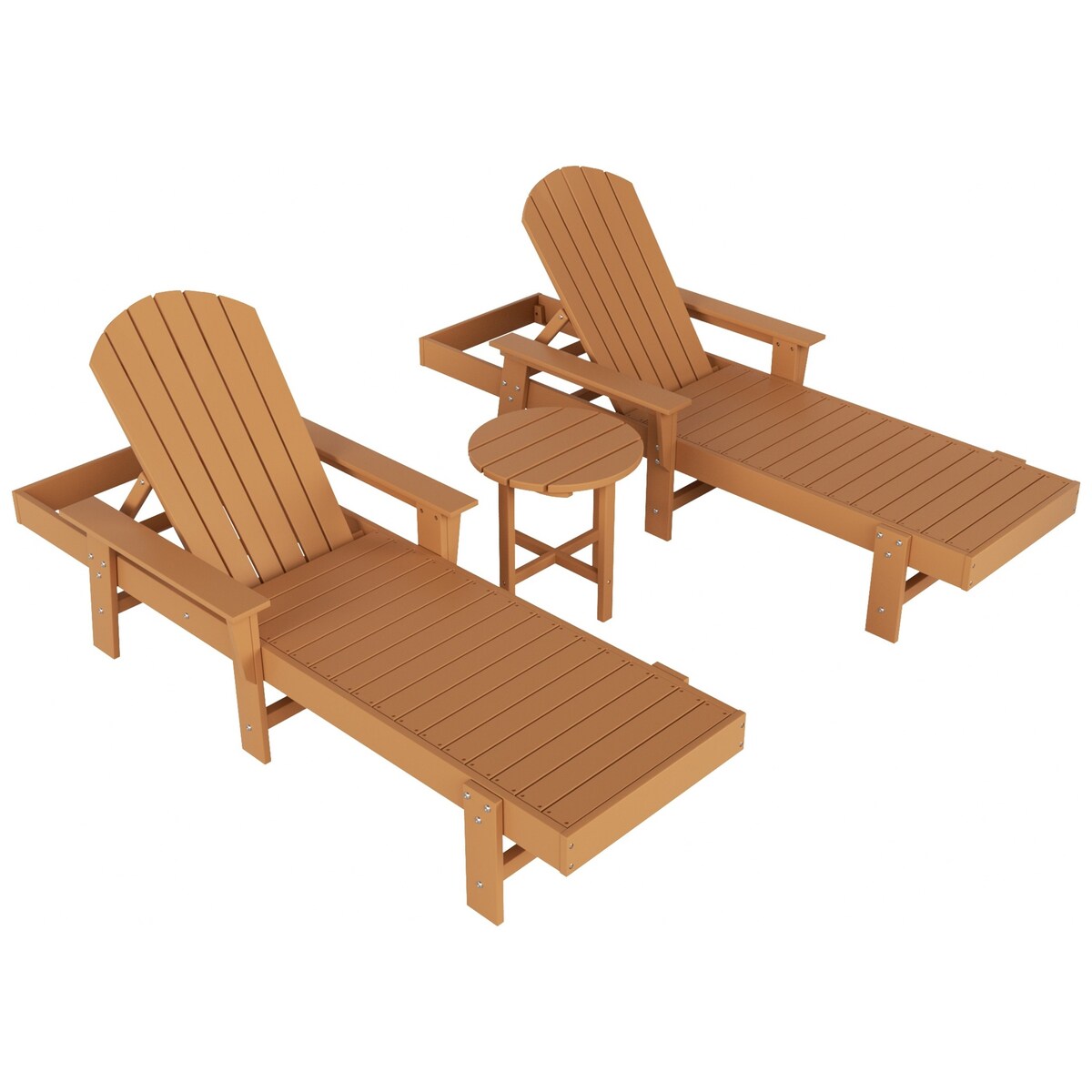 Polytrends Altura Poly Eco-Friendly All Weather Reclining Chaise Lounge with Arms & Side Table (3 Piece Set)