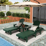 Polytrends Altura Poly Eco-Friendly All Weather Reclining Chaise Lounge with Arms & Side Table (3 Piece Set)