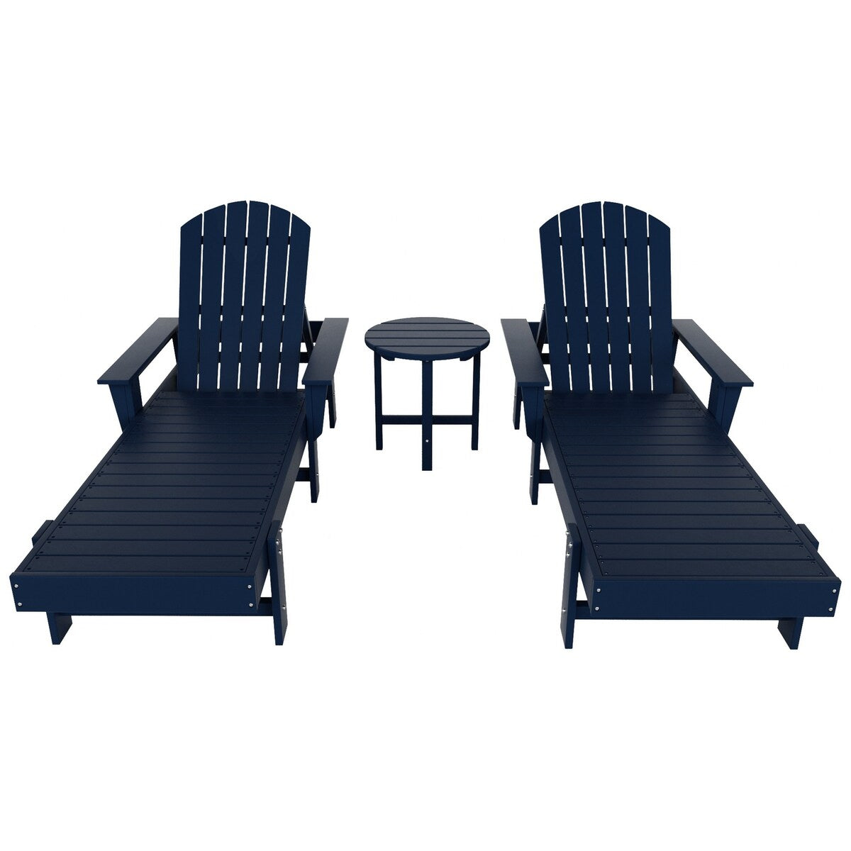 Polytrends Altura Poly Eco-Friendly All Weather Reclining Chaise Lounge with Arms & Side Table (3 Piece Set)