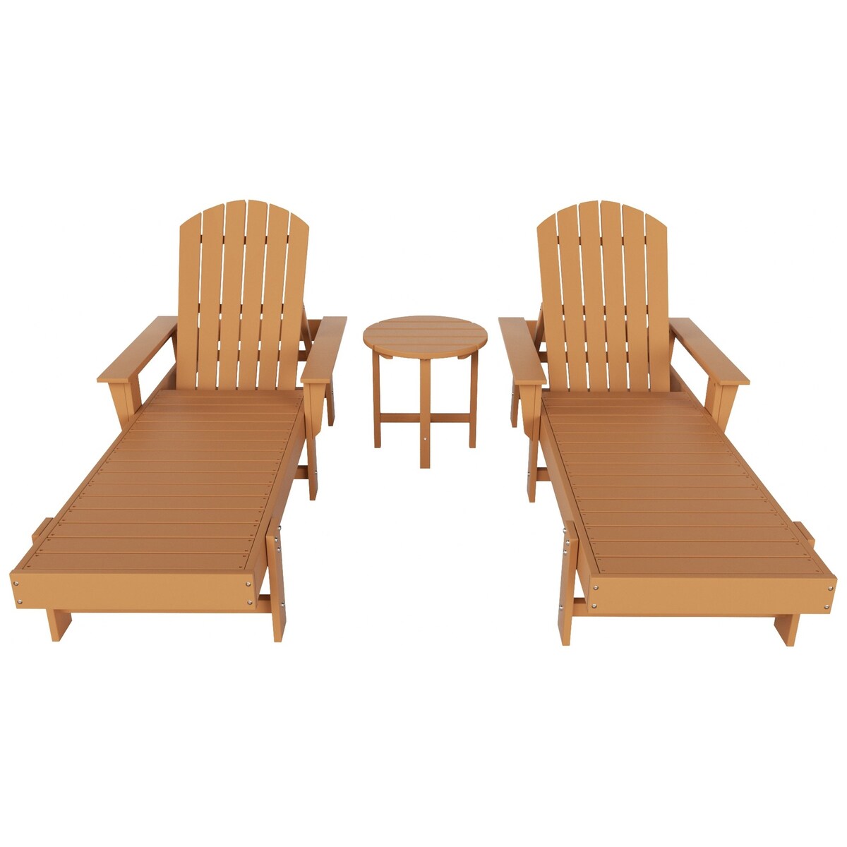 Polytrends Altura Poly Eco-Friendly All Weather Reclining Chaise Lounge with Arms & Side Table (3 Piece Set)