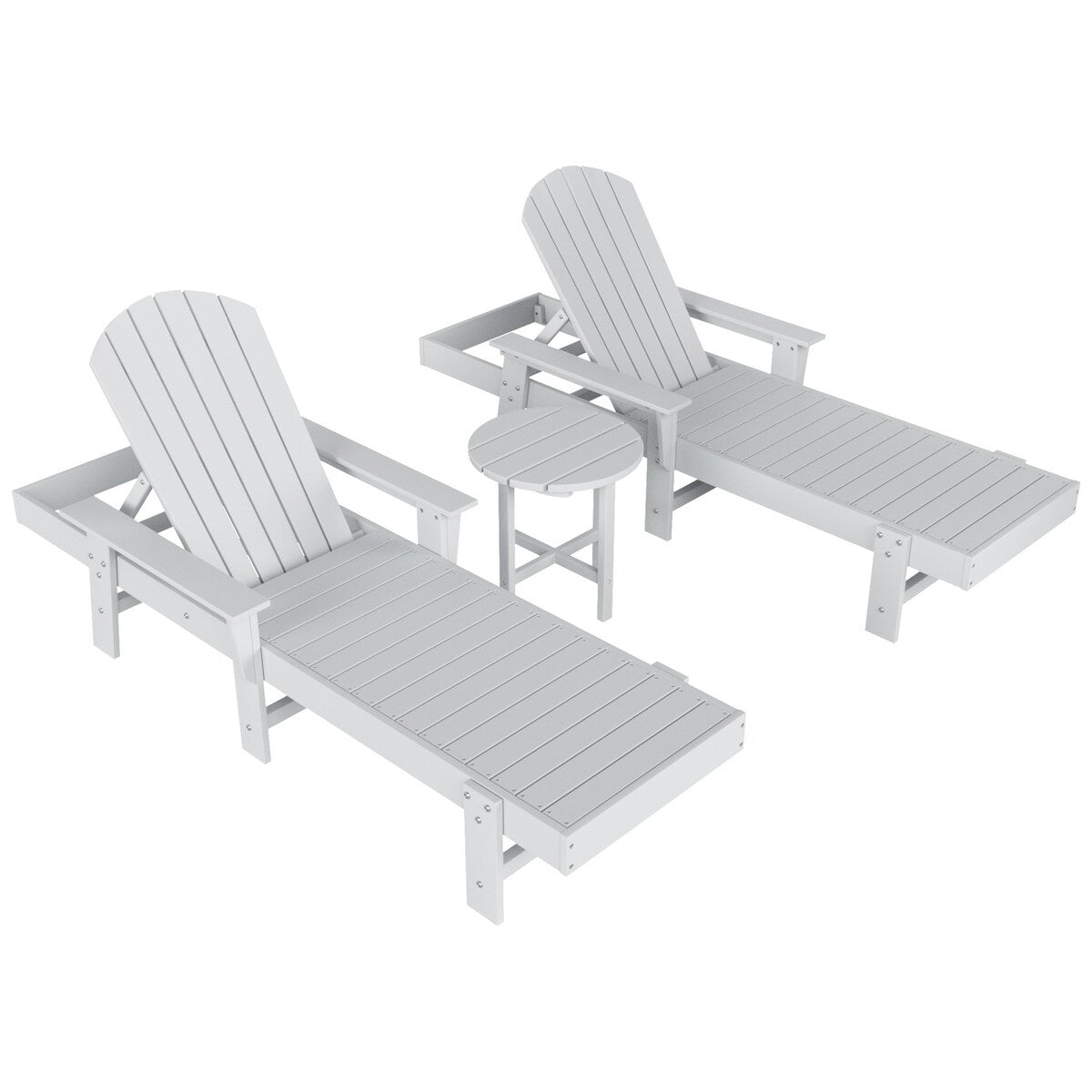 Polytrends Altura Poly Eco-Friendly All Weather Reclining Chaise Lounge with Arms & Side Table (3 Piece Set)