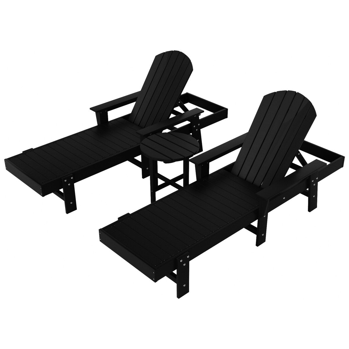 Polytrends Altura Poly Eco-Friendly All Weather Reclining Chaise Lounge with Arms & Side Table (3 Piece Set)