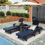 Polytrends Altura Poly Eco-Friendly All Weather Reclining Chaise Lounge with Arms & Side Table (3 Piece Set)