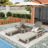 Polytrends Altura Poly Eco-Friendly All Weather Reclining Chaise Lounge with Arms & Side Table (3 Piece Set)